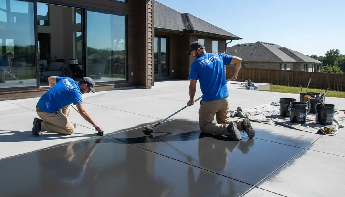 Professional concrete staining for garage floor in Mountain View, CA by expert house painters