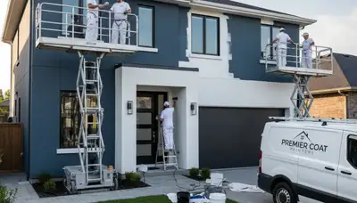 Professional exterior house painters in Mountain View, CA applying fresh paint to a Bay Area home