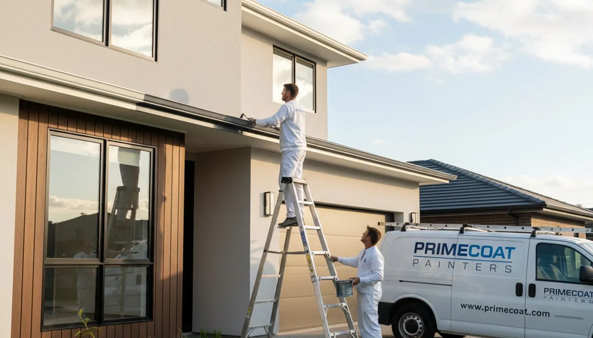 Professional gutter painting service on a Mountain View, CA home exterior by expert painters