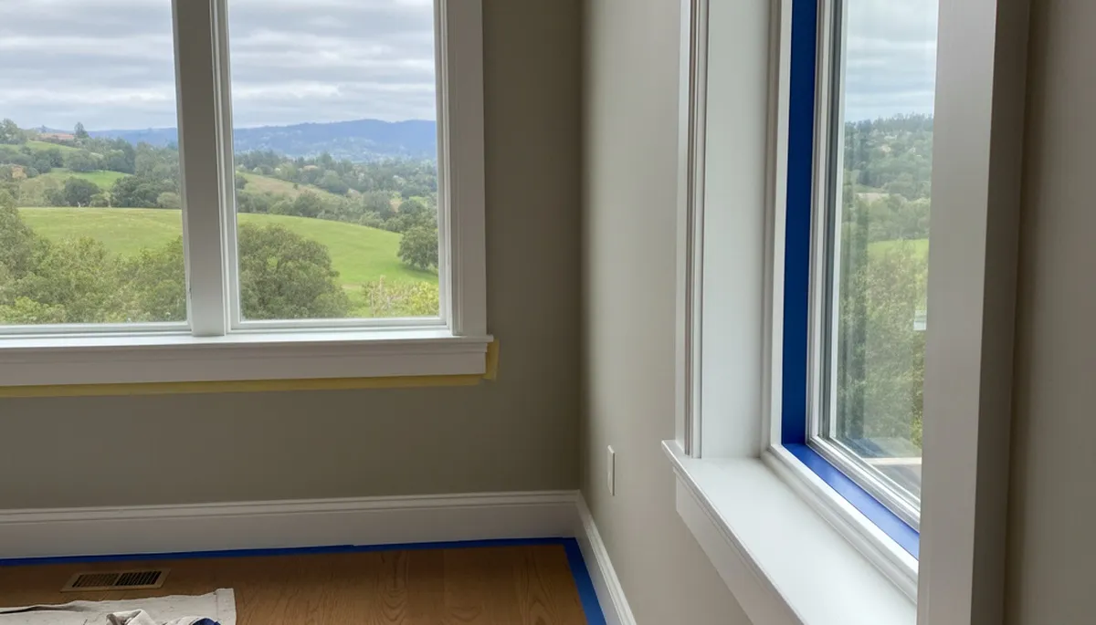 Professional interior trim painting with clean lines and crisp edges in a Mountain View, CA home