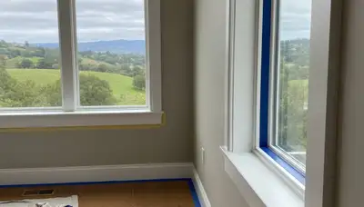 Professional interior trim painting with clean lines and crisp edges in a Mountain View, CA home