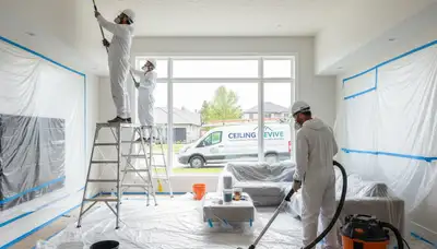 Professional popcorn ceiling removal in Mountain View, CA home by expert ceiling painters