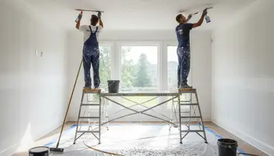 Professional popcorn ceiling removal in Mountain View, CA home by expert painting contractors