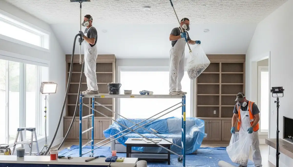 Professional popcorn ceiling removal in Mountain View CA home by expert painting contractors