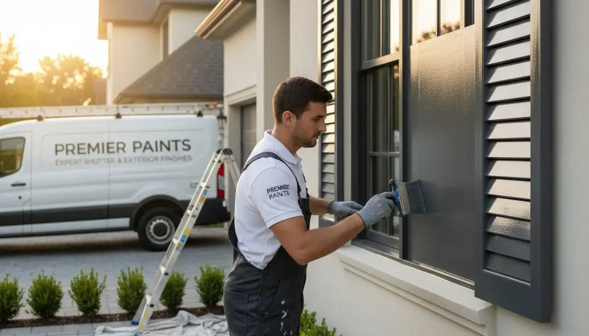 Professional shutter painting on a Mountain View, CA home exterior by expert house painters