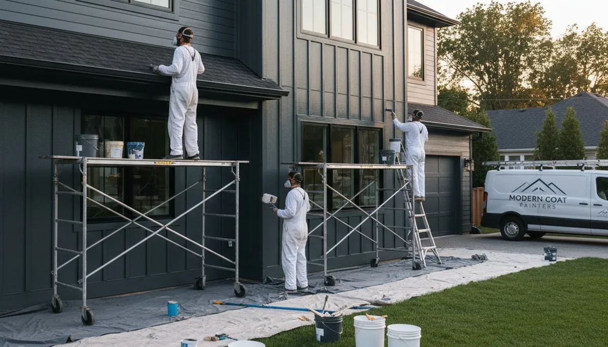 Professional siding painting on a Mountain View, CA home by expert local house painters