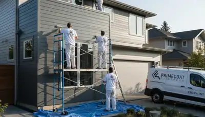 Professional siding painting on a Mountain View, CA home by expert house painters