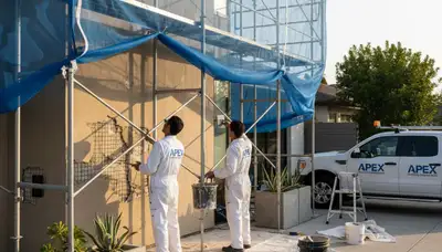 Professional stucco repair and texture matching on home exterior in Mountain View, CA