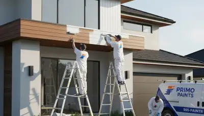 Professional trim and fascia painting on a Mountain View CA home exterior by expert painters