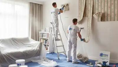 Professional wallpaper removal service in Mountain View, CA prepping walls for fresh interior paint