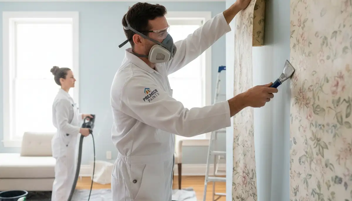 Professional wallpaper removal service in Mountain View, CA preparing walls for fresh paint