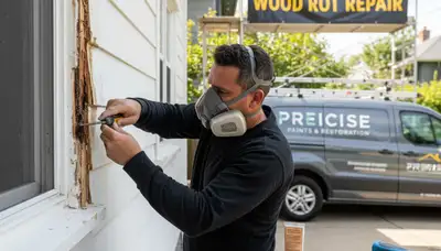 Professional wood rot repair on home siding in Mountain View, CA by expert house painters